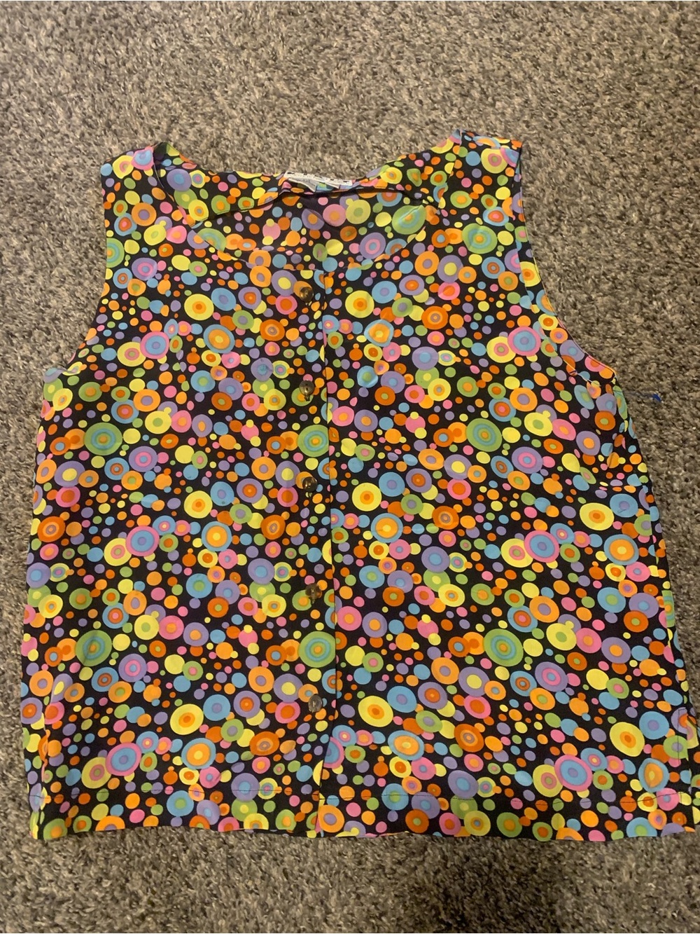 Sleeveless Multicolor Circle Print Women's Top